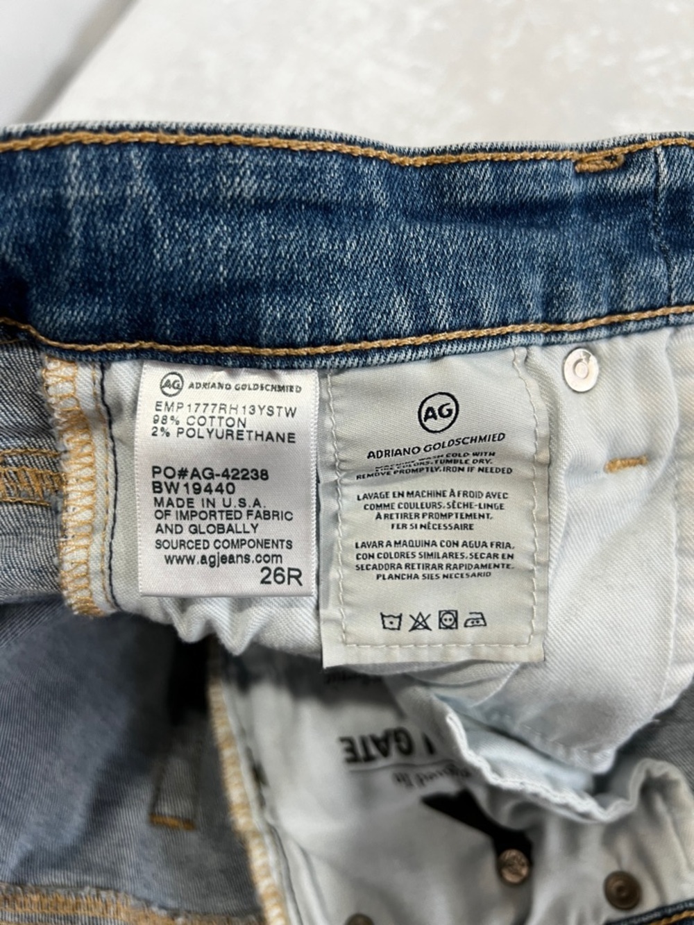 AG Adriano Goldschmied Farrah Skinny Ankle Denim Jeans Size 26R Distressed Raw - Picture 15 of 15